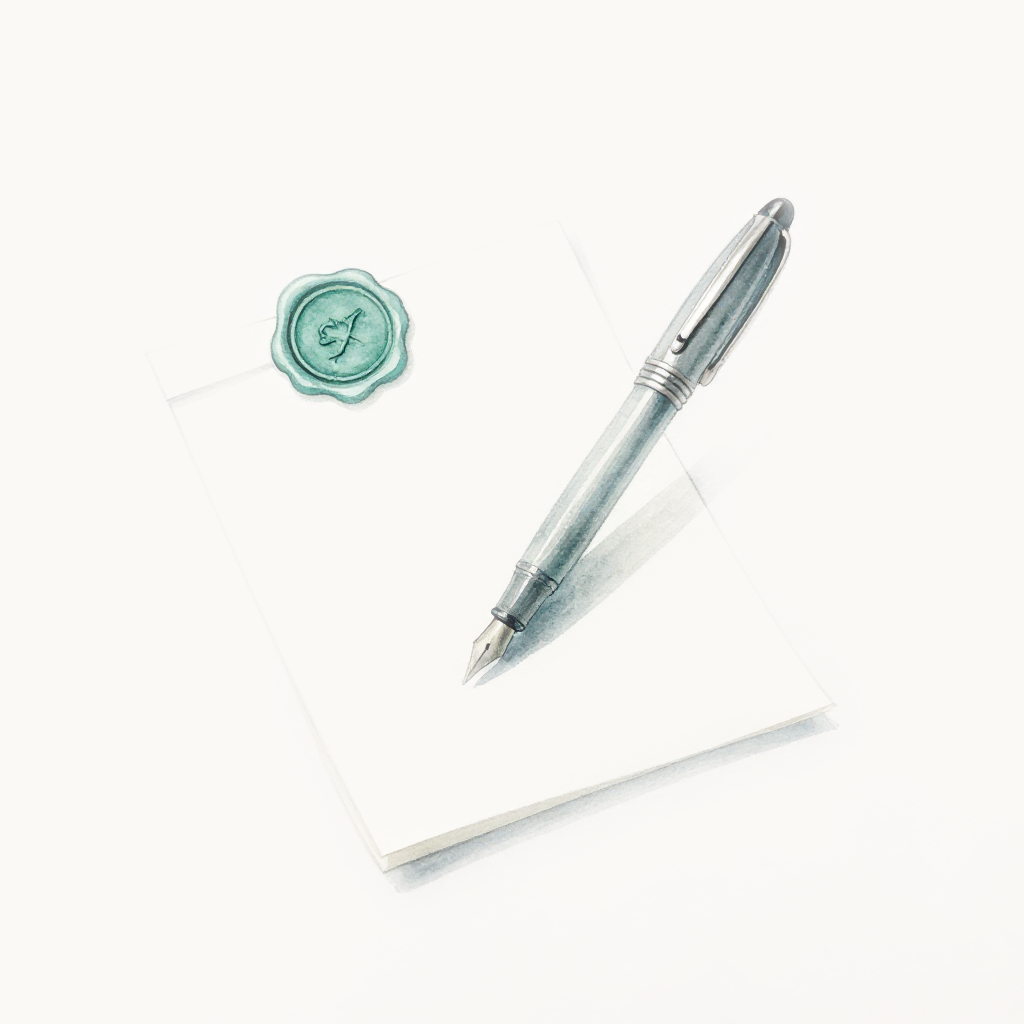 Pen & Wax Seal — on Oat ground